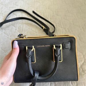 Michael Kors Black Mini Bag with Gold Accents